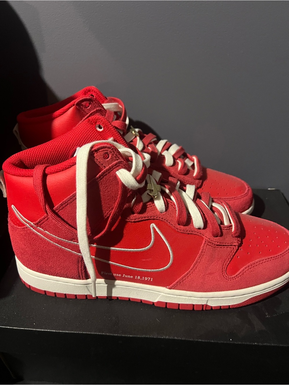 Nike Red High-Top Athletic Sneakers with White Accents